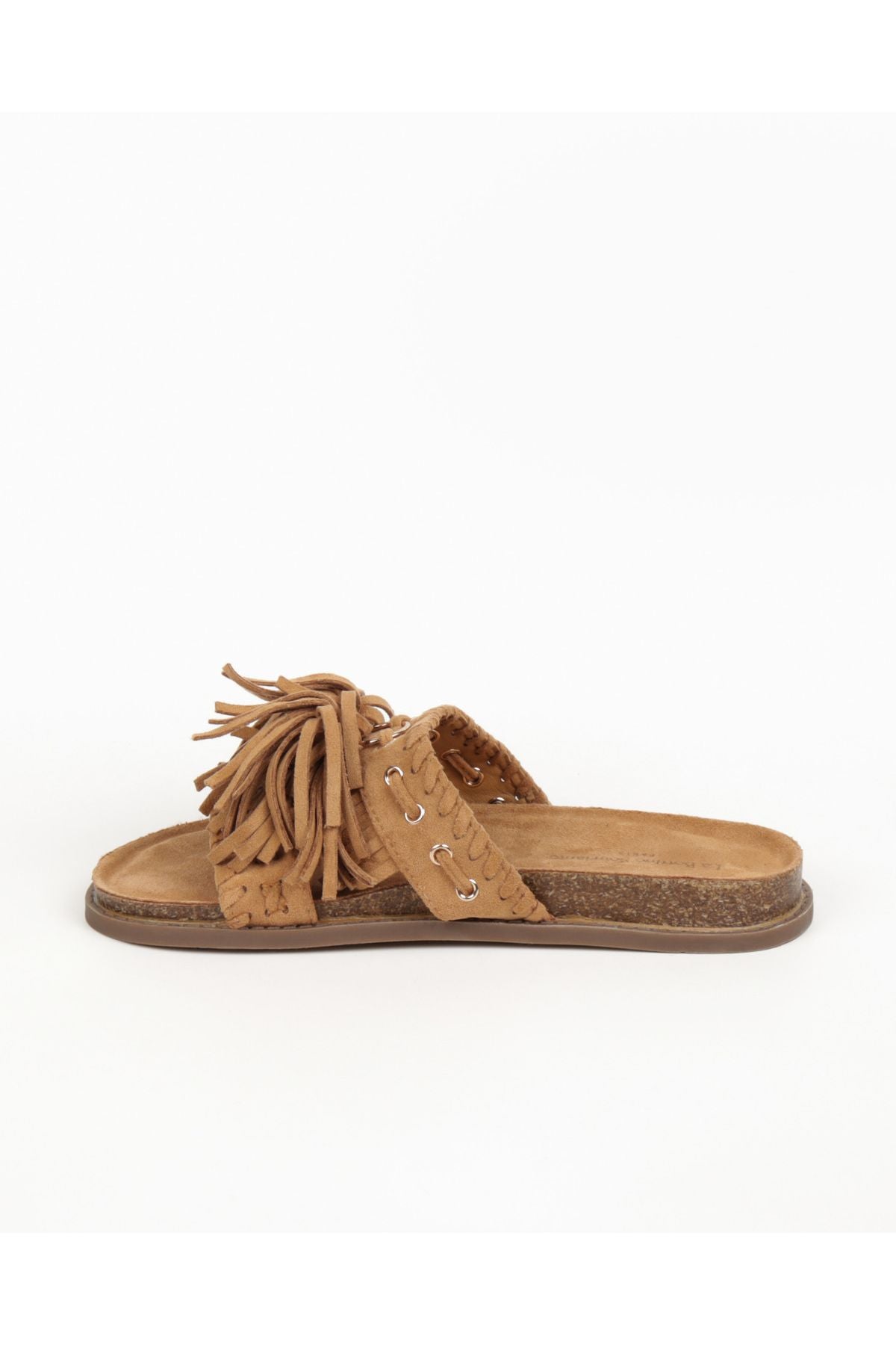Boho Fringe Slippers Camel