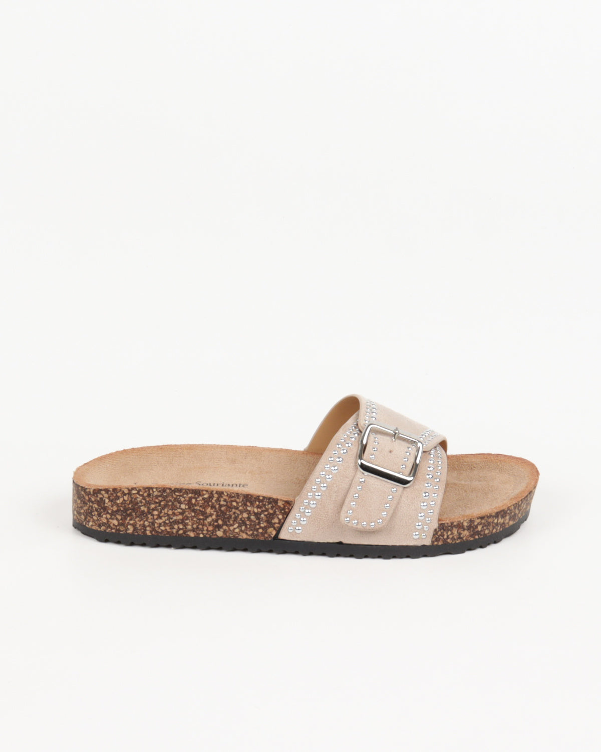 Sparkle Buckle Slippers Nude