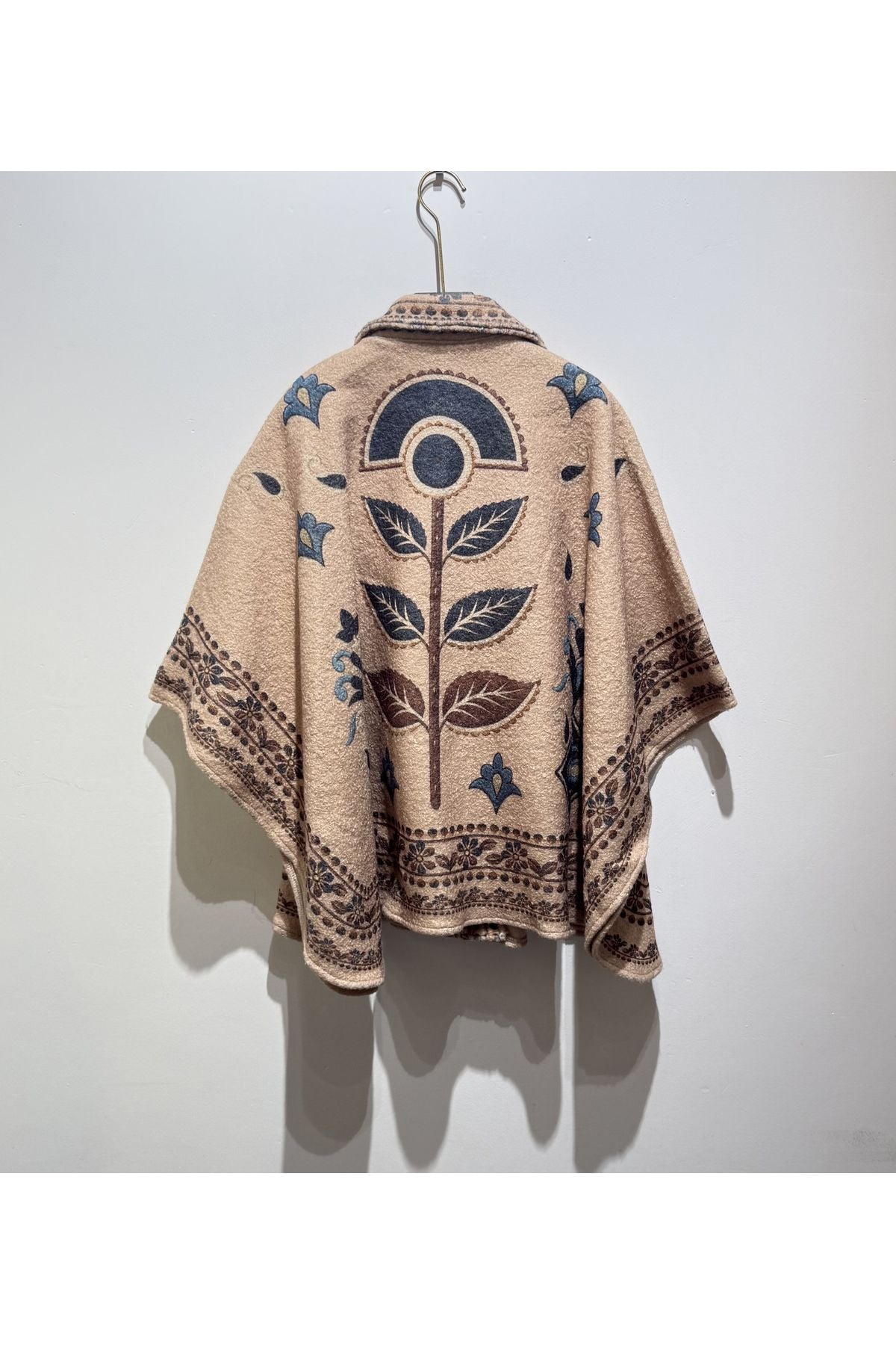 Bedrukte Poncho Beige