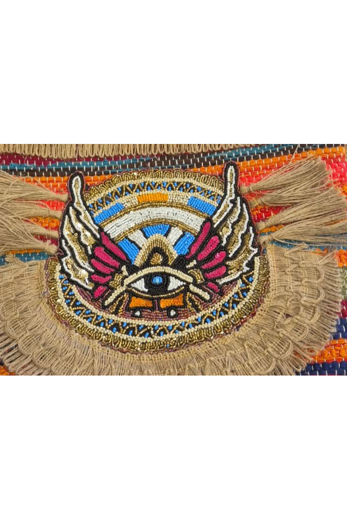 Bohemian strandtas met borduurdetails roze