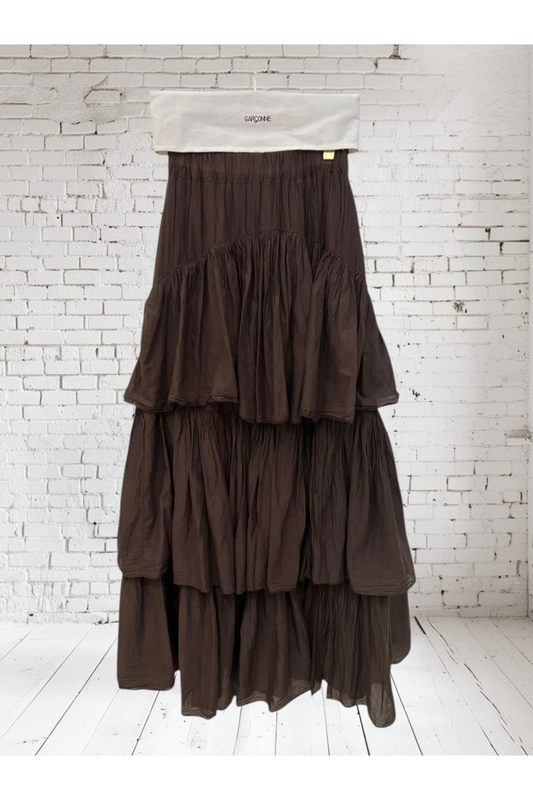 Rok in volants Chocoladebruin