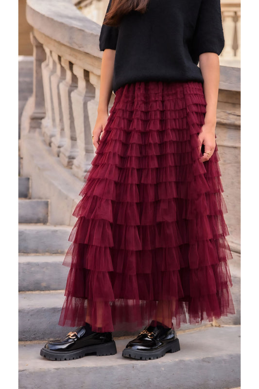 Tulle Ruffle Burgundy