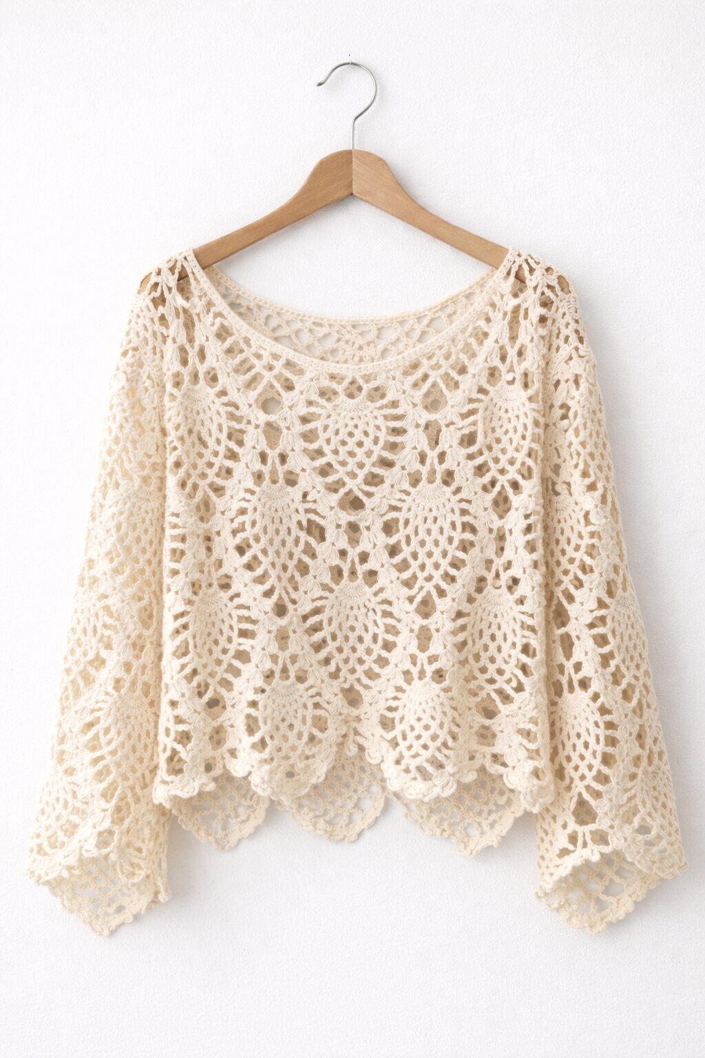 Gehaakte top ecru