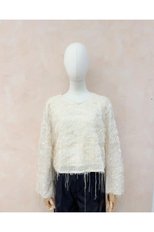 Pull Shimmer Feather Ecru