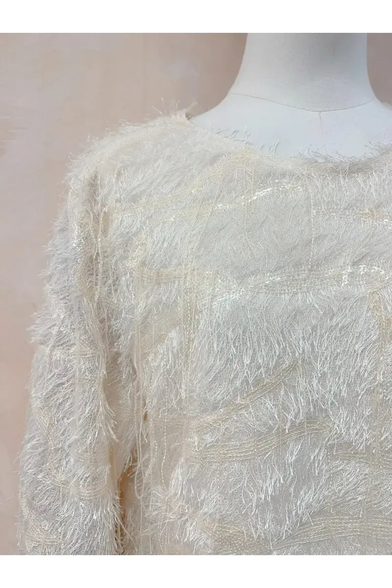 Pull Shimmer Feather Ecru