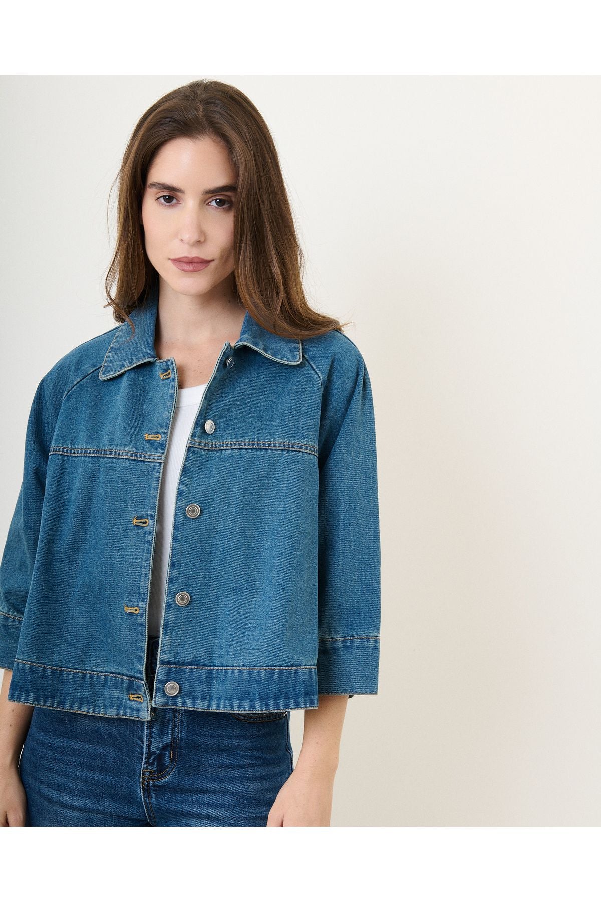 Denim Vest met Knopen