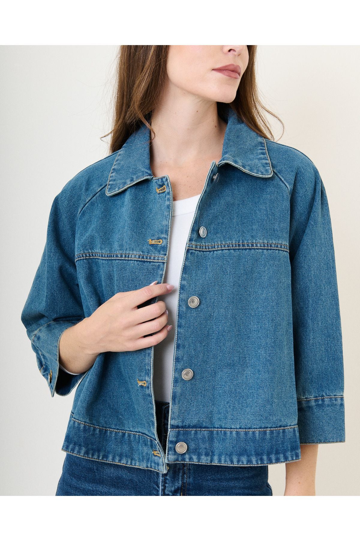 Denim Vest met Knopen