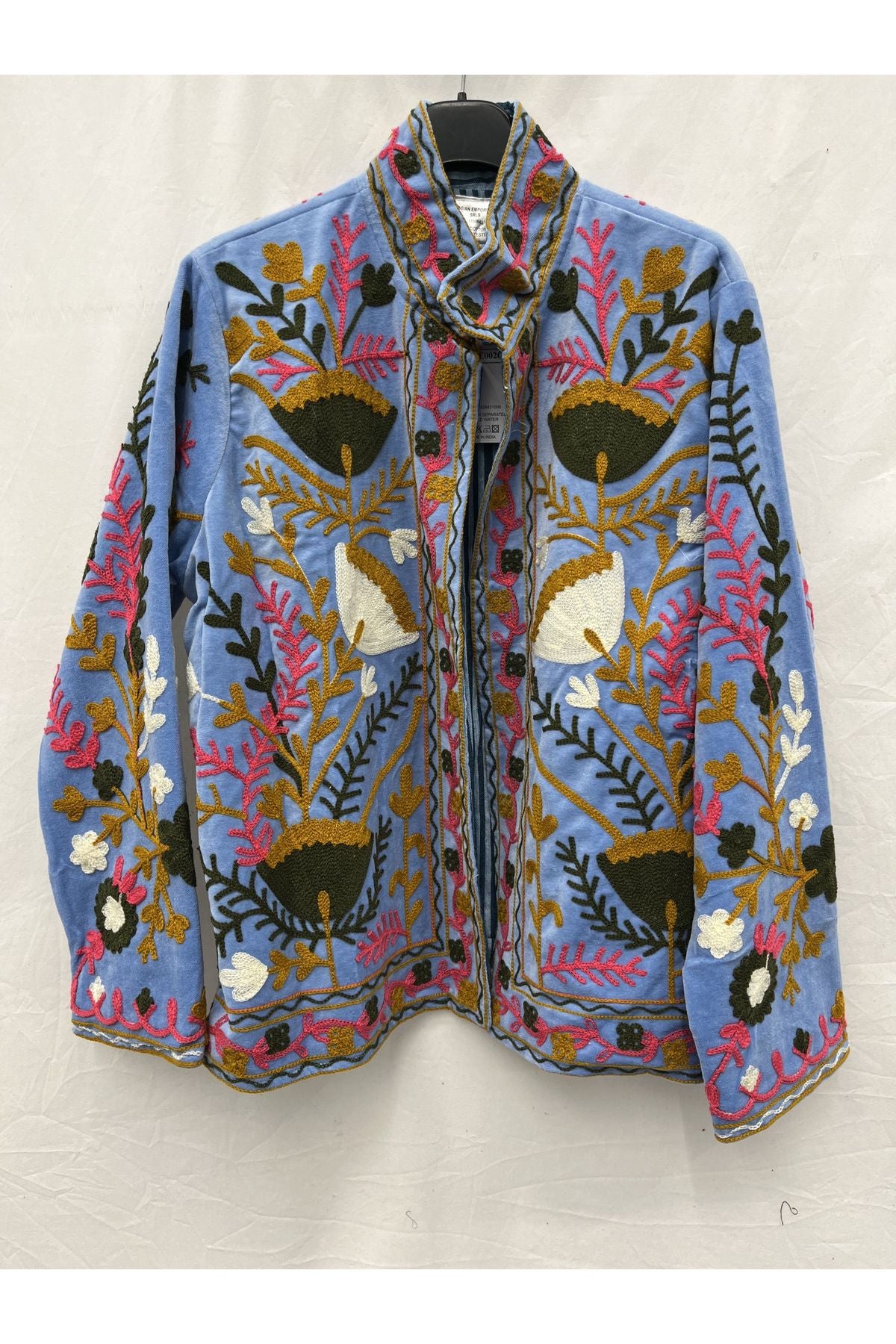 Korte fluwelen Suzani licht blauw